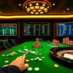 Kèo bóng đá betting action at a luxury casino table with vibrant odds and colorful chips.