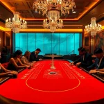 Experience thrilling gameplay at the HITCLUB casino table, surrounded by stylish players and luxury.