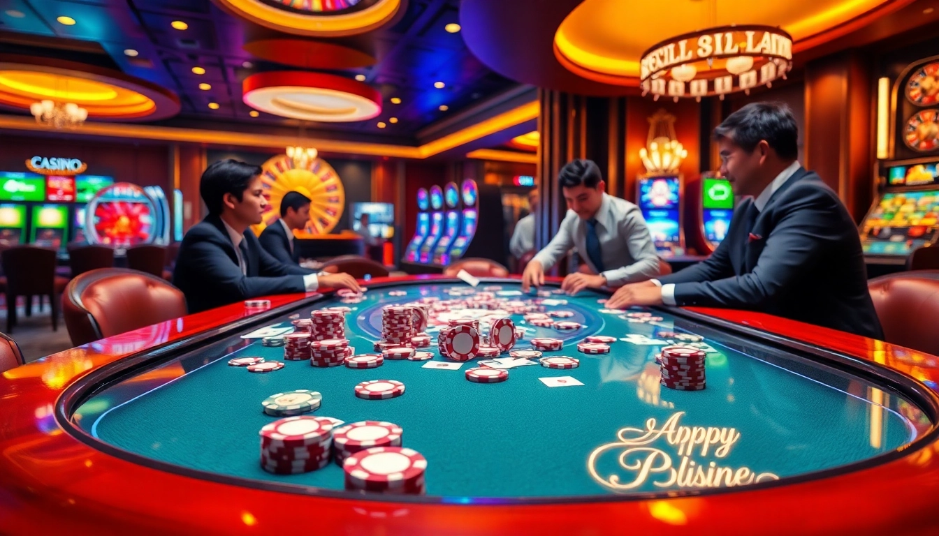 Experience high-stakes excitement as players engage in poker at https://www.222bd.app/ with vibrant casino elements.