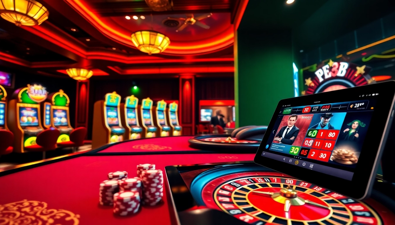 Experience thrilling gaming at PG88 with vibrant casino visuals showcasing poker chips and slot machines.