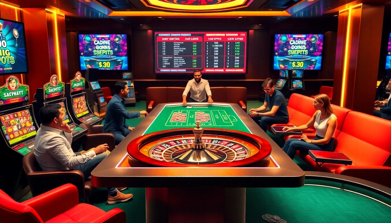 Experience thrilling gaming at https://em777.live/ with luxurious casino tables and vibrant slot machines.