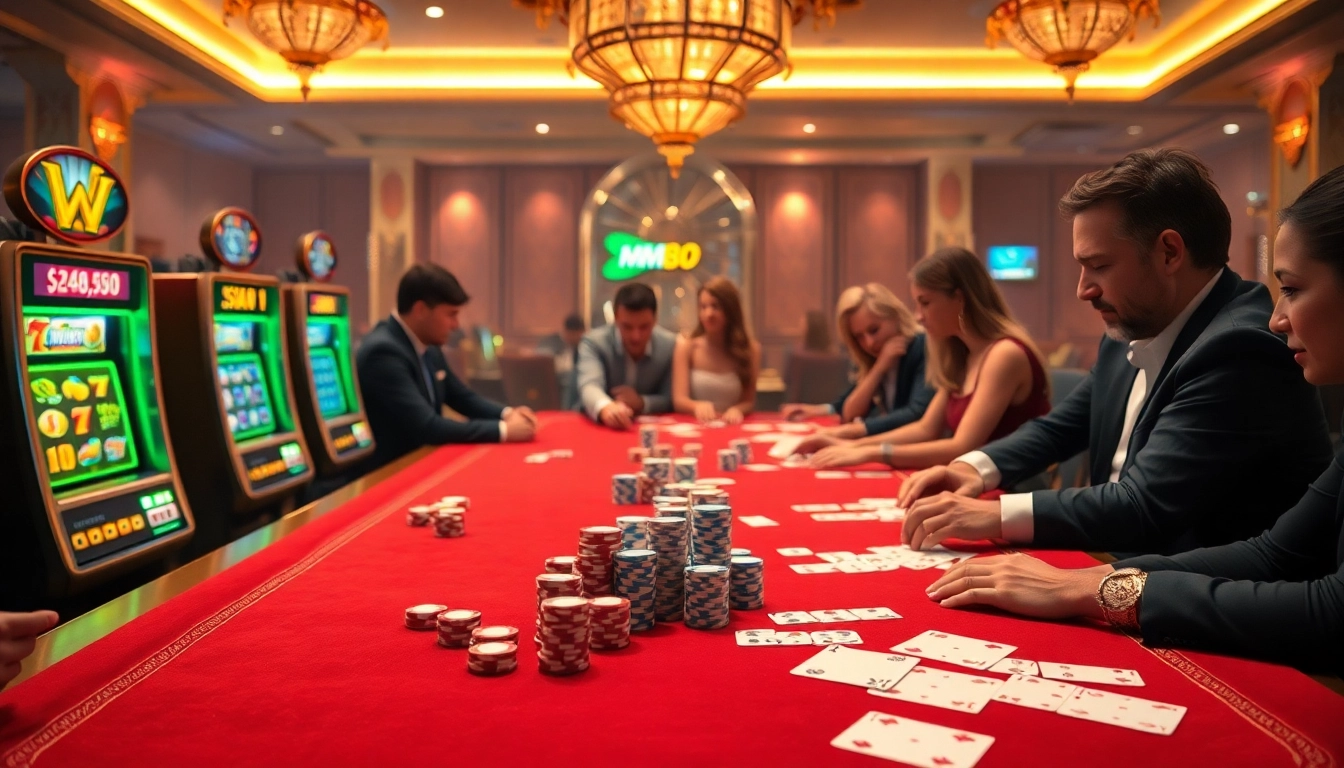 Experience thrilling online gambling at https://mm88.agency/ with vibrant casino tables and excited players.