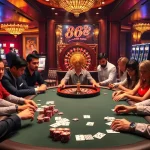 Experience the thrill of winning at 88i nhà cái with vibrant casino scenes featuring poker tables and slot machines.