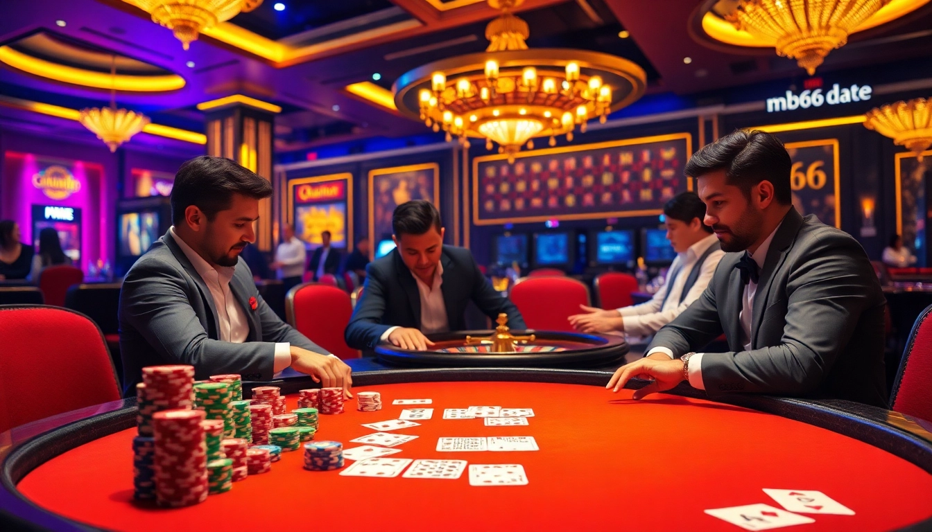 Play poker at the vibrant mb66 date casino with colorful chips and exciting gameplay.
