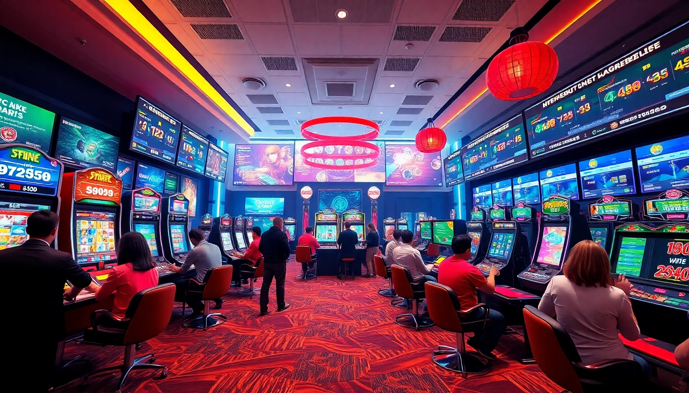 Interactive gaming experience at 98winwin.live highlighting sports betting and slot machines.