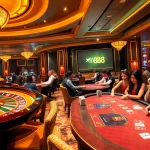 The excitement of players engaging in poker and roulette at xin88's luxurious casino atmosphere.
