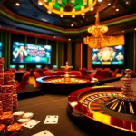 Exciting gameplay at gamebaidoithuong with vibrant casino tables and shining poker chips.