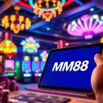 Engaging players at MM88 with vibrant online gambling visuals featuring slots and casino games.