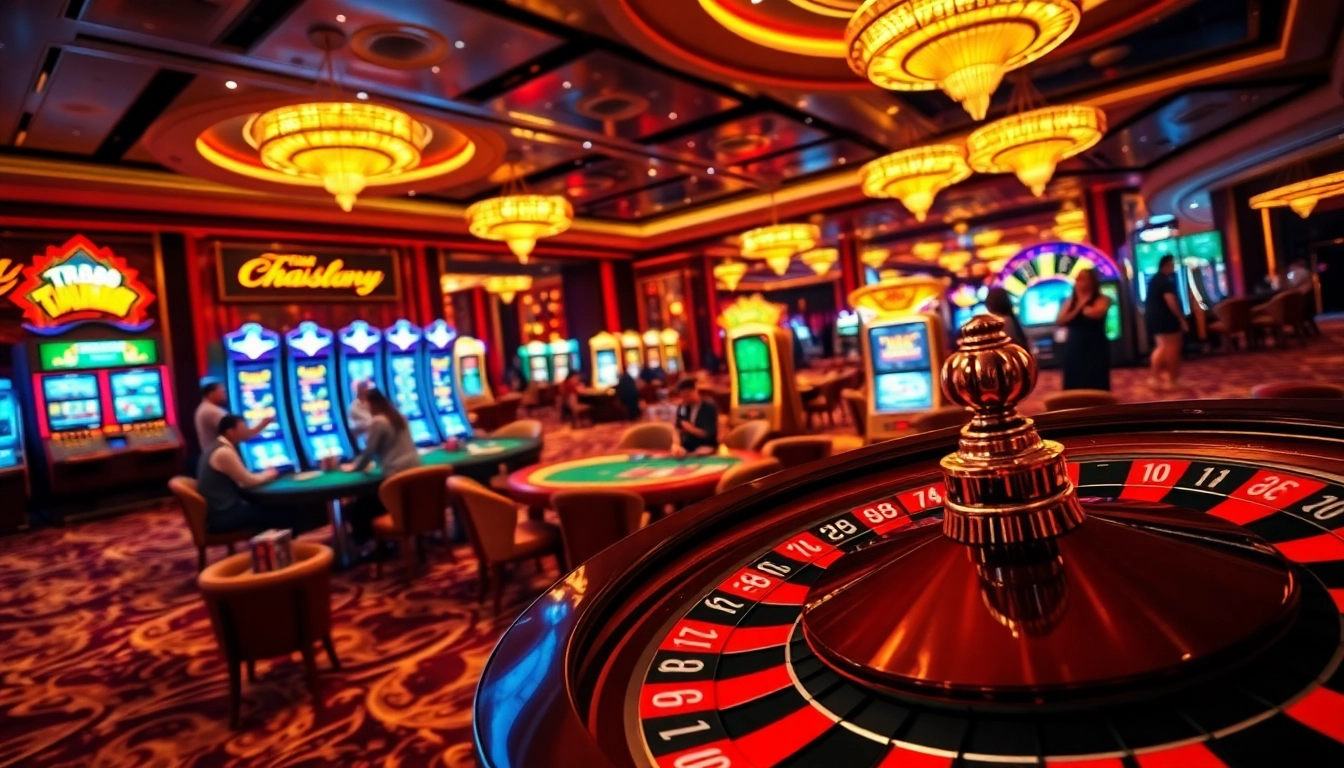 TR88 betting slip highlighted on a lively casino floor with players enjoying card games.