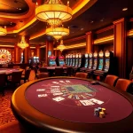 Experience the excitement of i9bet with a vibrant casino scene showcasing poker, roulette, and slot machines.