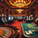 Experience the thrill of high-stakes gambling at an exciting casino showing okking-themed slot machines.