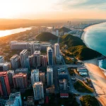 Explore vn168 flight connections between Da Nang and Hanoi with an inviting aerial view of Vietnam's landscapes.