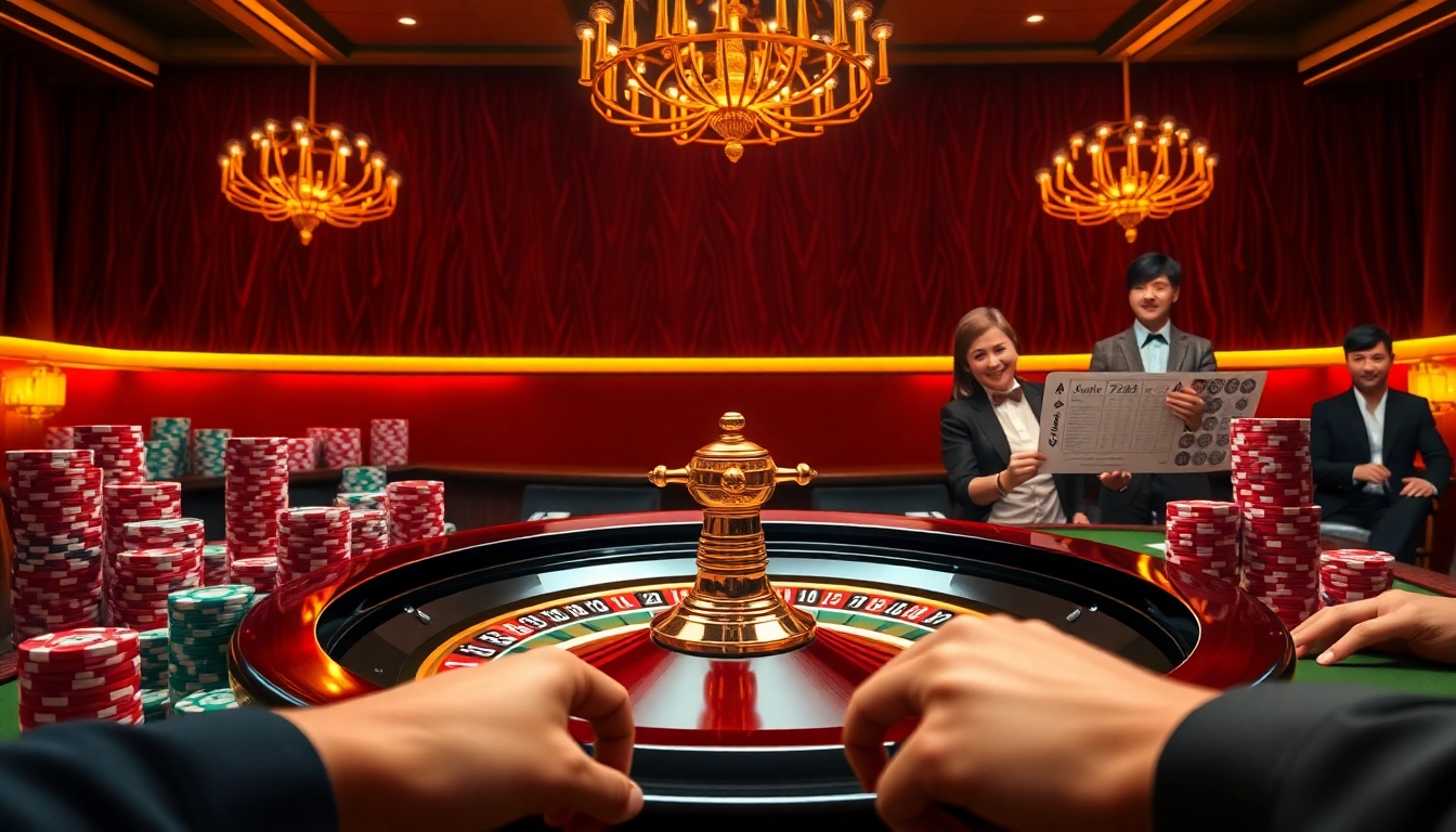 Experience the excitement of winning at https://kk55.global/ with vibrant roulette and poker scenes.