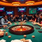 Players enjoying the thrill at a professional casino table with 222bd betting action.