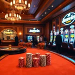 Experience the thrill of high-stakes gaming at Sunwin Casino with luxurious interiors and vibrant slots.