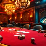 Players enjoying a high-stakes poker game at au88 casino, surrounded by luxurious decor.