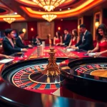Players enjoying a thrilling game at the LUCK8 casino roulette table with vibrant colors.