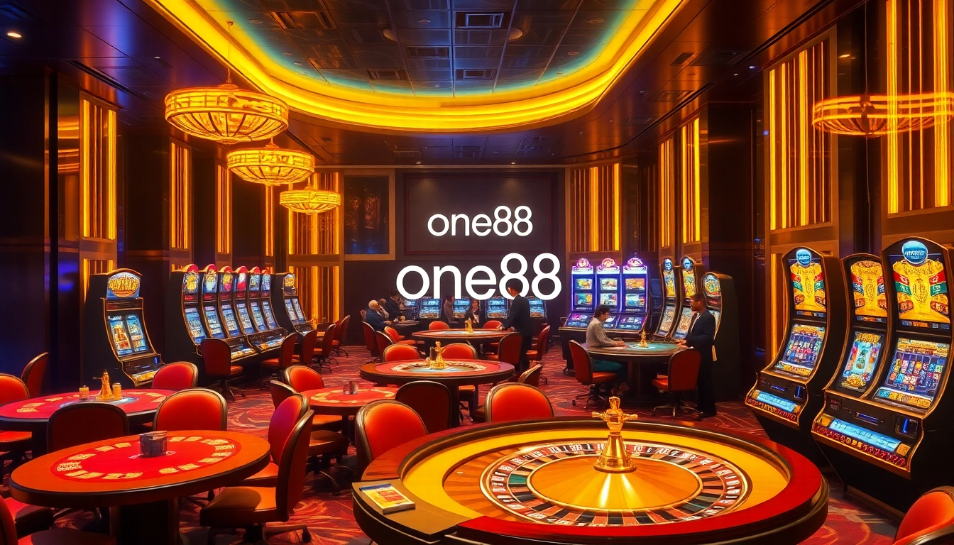 Experience high-stakes excitement at one88's luxurious casino tables with vibrant gaming action.