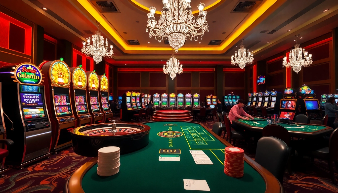 Exciting casino atmosphere showcasing ABC8 gaming experiences with vibrant slot machines and poker tables.