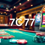 Experience the thrill of 7C77 online gambling with vibrant casino tables and attentive players.