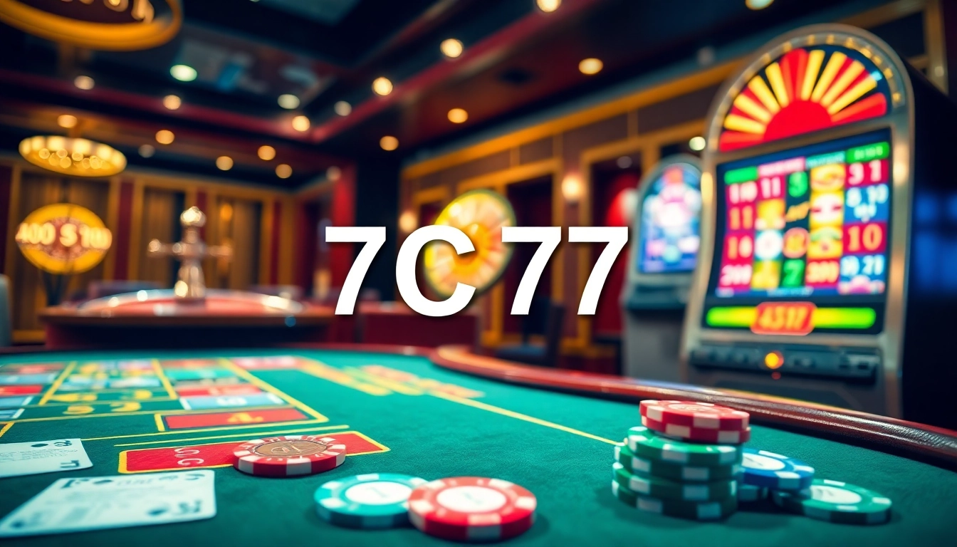 Experience the thrill of 7C77 online gambling with vibrant casino tables and attentive players.