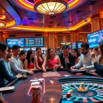 Players enjoying a vibrant RIKVIP gaming experience at a stylish casino table.