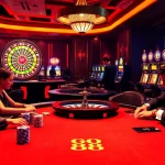 Experience the thrill of gambling with go 88 at a luxurious poker table surrounded by vibrant casino ambiance.