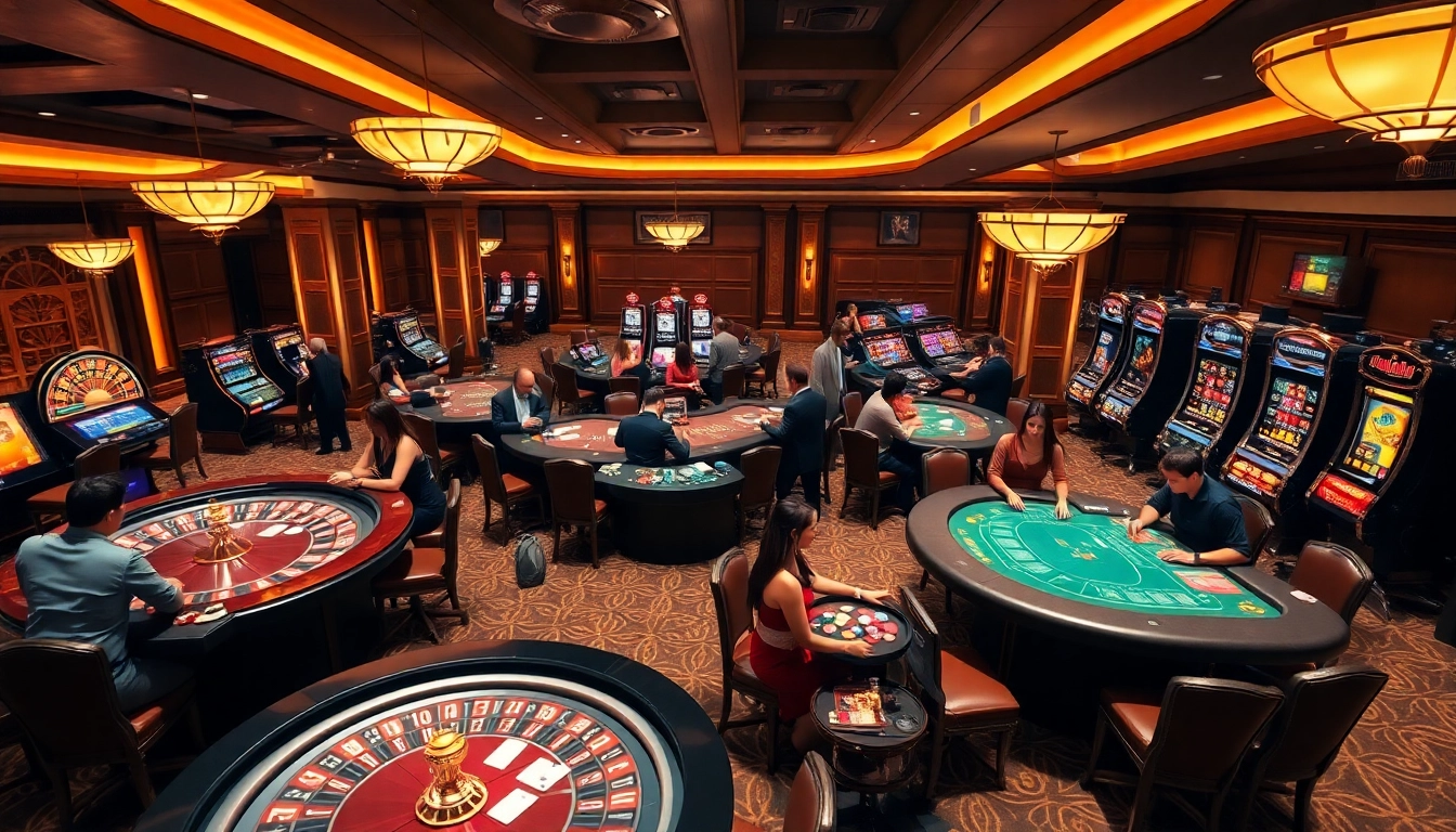 Experience the thrill of gaming in a vibrant casino, highlighting the allure of trang chủ s666 through engaging table and slot games.