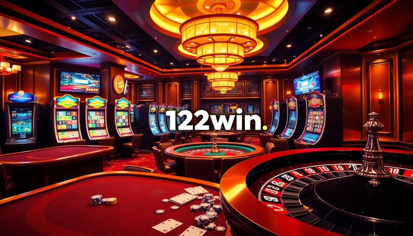 Experience the excitement at 123win.click with a vibrant luxury casino atmosphere showcasing engaging games.