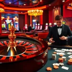 Experience the thrill of sc88 gaming with a luxurious casino atmosphere, featuring roulette wheels and vibrant poker chips.