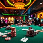 SODO66 casino scene featuring poker chips and vibrant slot machines for engaging gamblers.