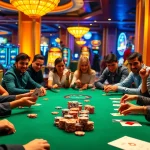 Players enjoying an intense poker game at the luxurious sodo66 casino.