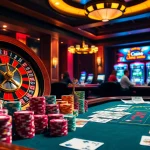 Players immersed in the exciting atmosphere of gambling at https://kuwinblog.com/, featuring vibrant casino elements.