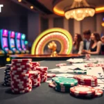 Players enjoying the thrill of online gambling at SOIBET casino, with cards, chips, and roulette wheel in view.