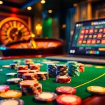 Experience the thrill of debet at a luxurious casino poker table with vibrant chips and cards.