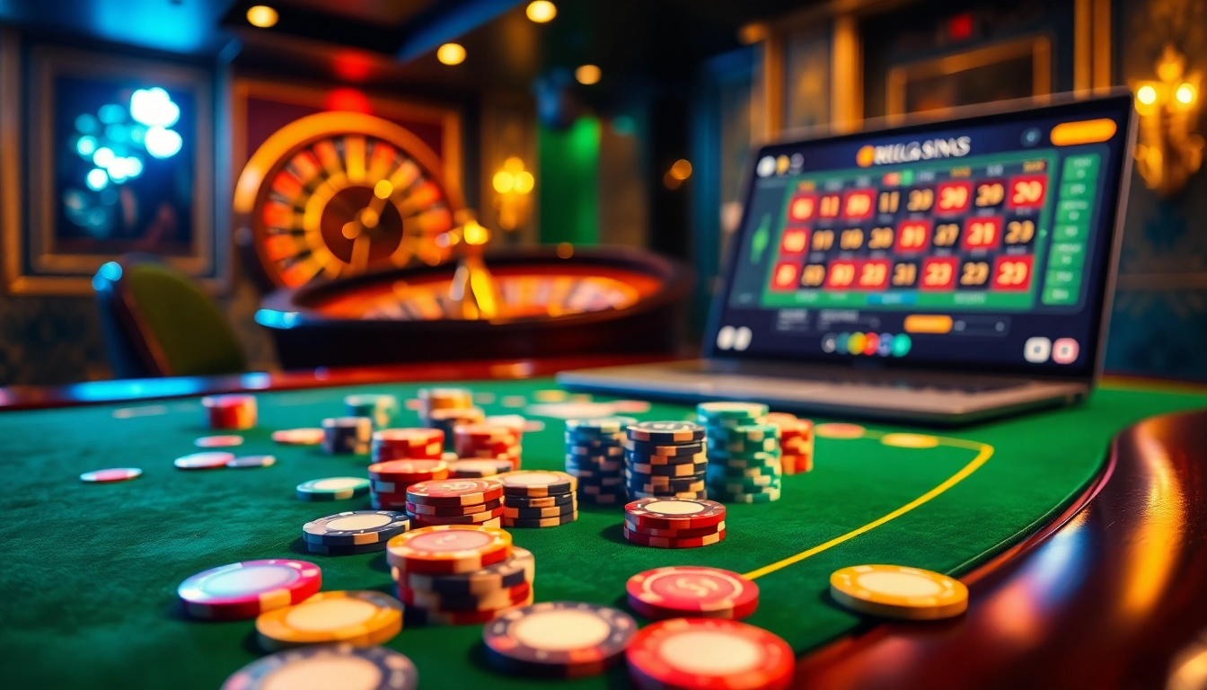 Experience the thrill of debet at a luxurious casino poker table with vibrant chips and cards.