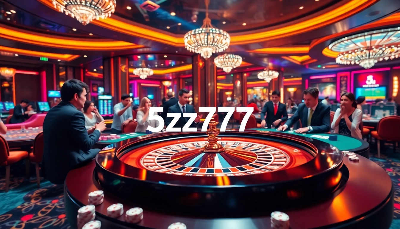 Players enjoying exciting casino games at the 5z777 gambling tables in a luxurious setting.
