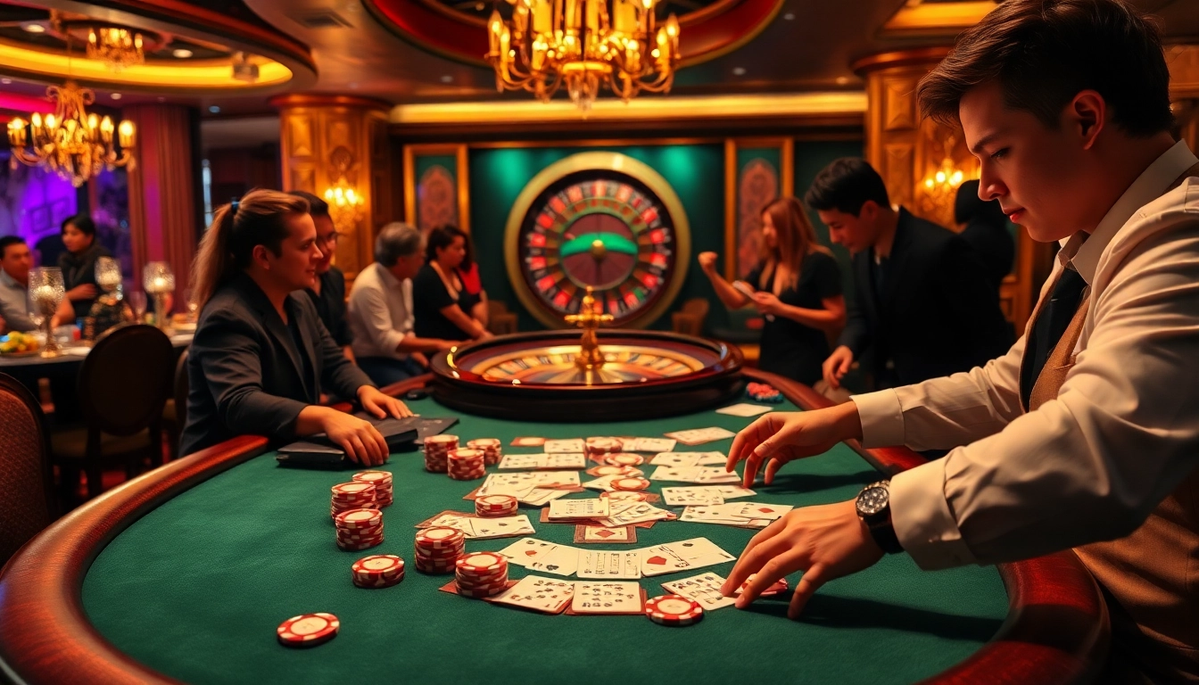 Experience thrilling gameplay at https://iwincom.net/ with a vibrant casino table showcasing poker action.