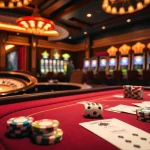 Experience thrilling casino action at hello88 with vibrant poker tables and spinning roulette wheels.