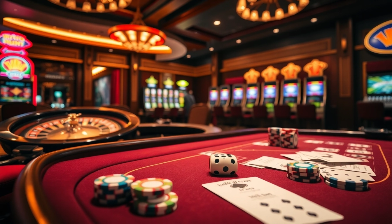 Experience thrilling casino action at hello88 with vibrant poker tables and spinning roulette wheels.