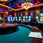 Experience the thrill of gambling at Trang chủ Five88 with vibrant casino tables and engaged players.