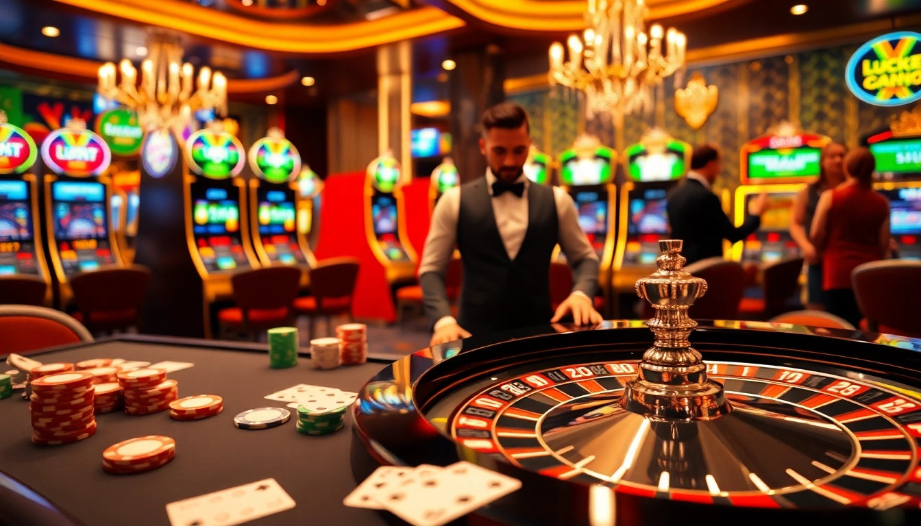 Experience the thrill of Luck8's casino games with vibrant tables and engaging dealers.