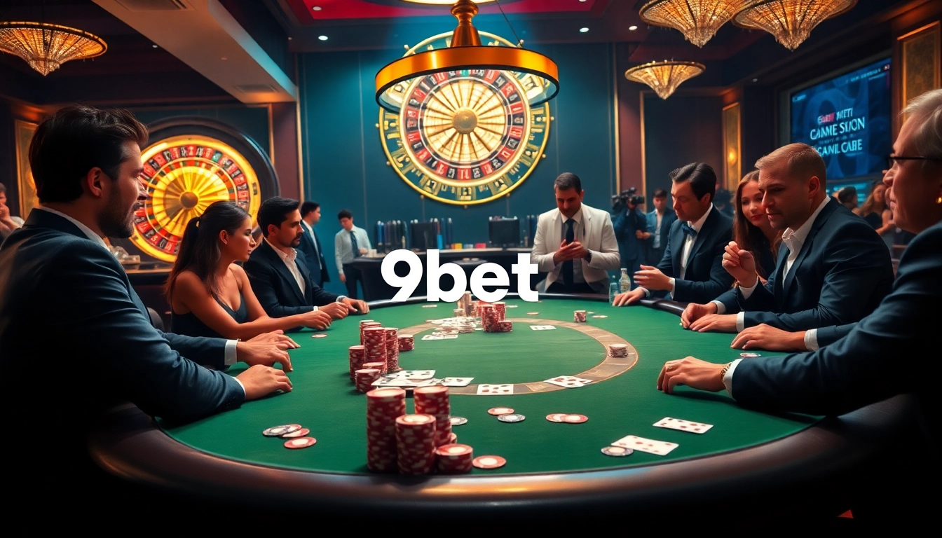 Experience the thrill of high-stakes gambling at 9bet poker table with vibrant colors.