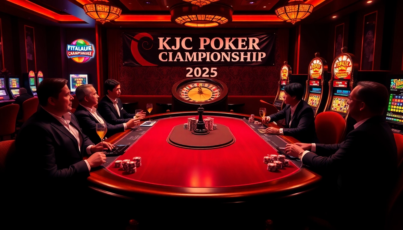 KJC ushers players into an exclusive poker championship filled with vibrant chips and luxurious decor.