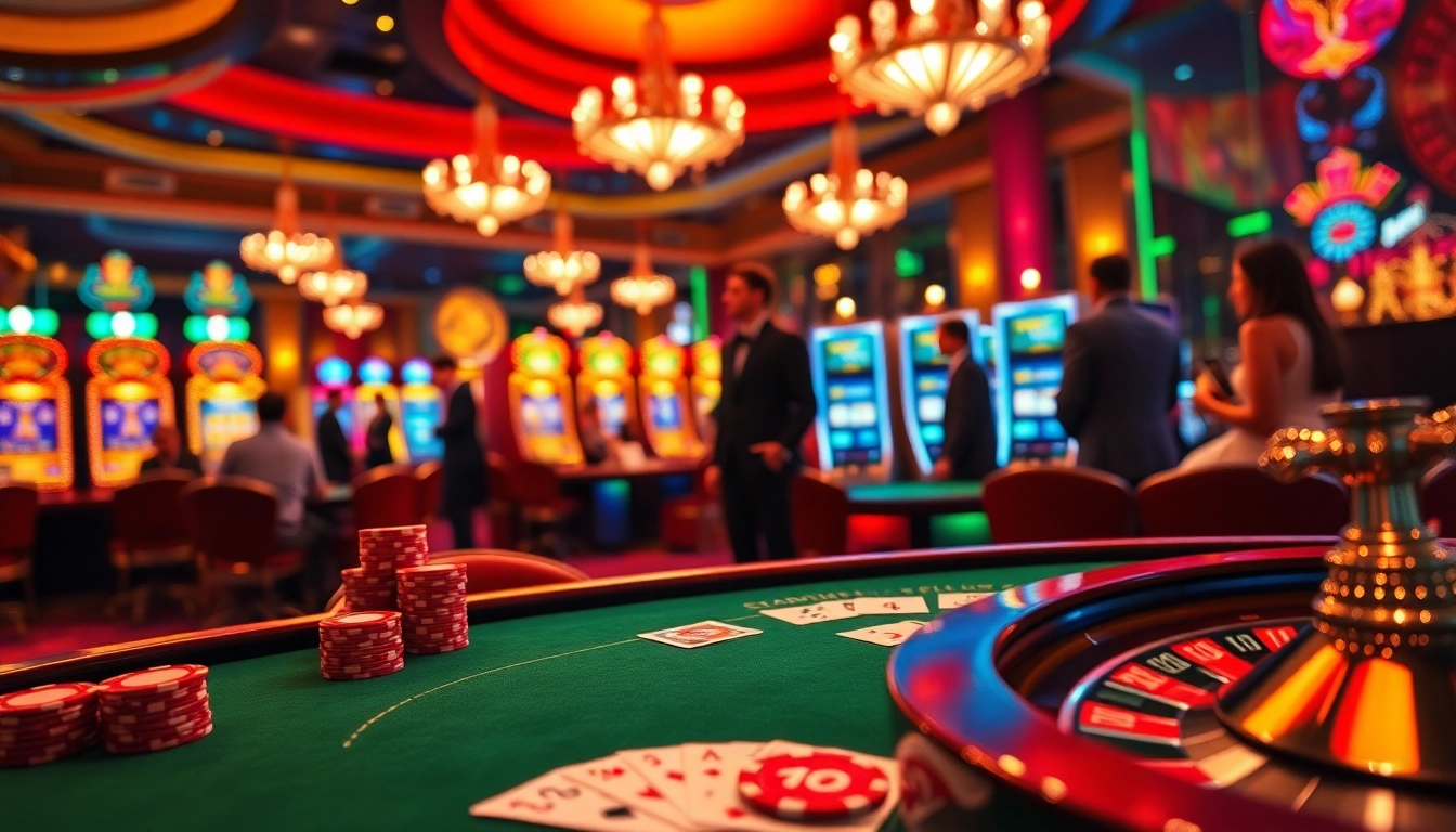 Engaging gamblers at https://vj88.online/ in a lively casino atmosphere with poker, roulette, and stunning slots.