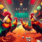 Betting on đá gà trực tiếp with enthusiastic spectators and vibrant roosters in a lively arena