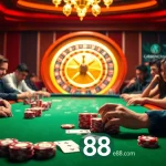 Experience thrilling casino action at EE88 com with vibrant gaming tables and excited players.