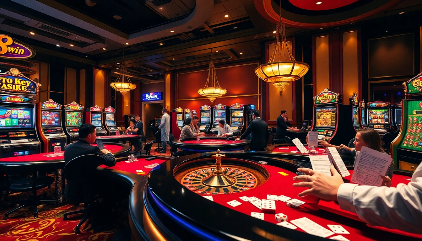 Experience intense gameplay and vibrant excitement at 58win's casino tables with professional dealers.