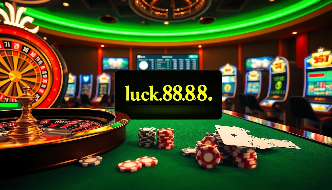 Experience excitement at https://luck88.games/ with vibrant casino scenes featuring slot machines and roulette.