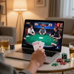 MM88 online poker action showing thrilling gameplay in a cozy home setting